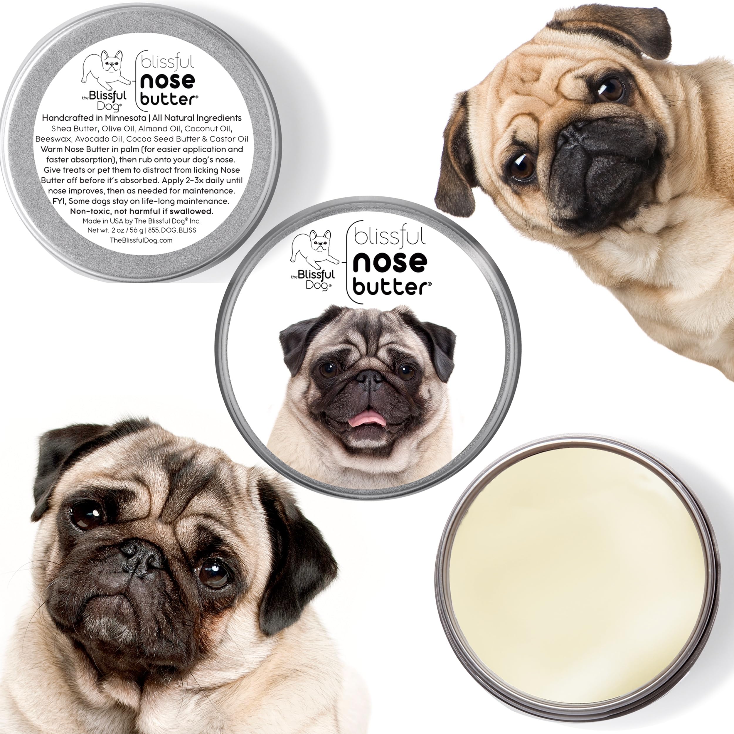 The Blissful Dog Fawn Pug Unscented Nose Butter - Dog Nose Butter